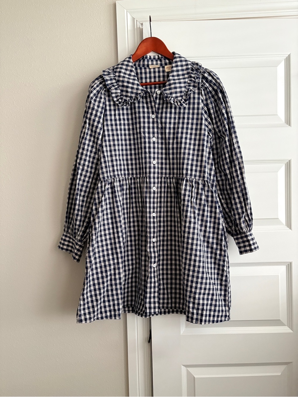 Levi’s M Plaid Babydoll Mini Dress Cottagecore Prairie Preppy